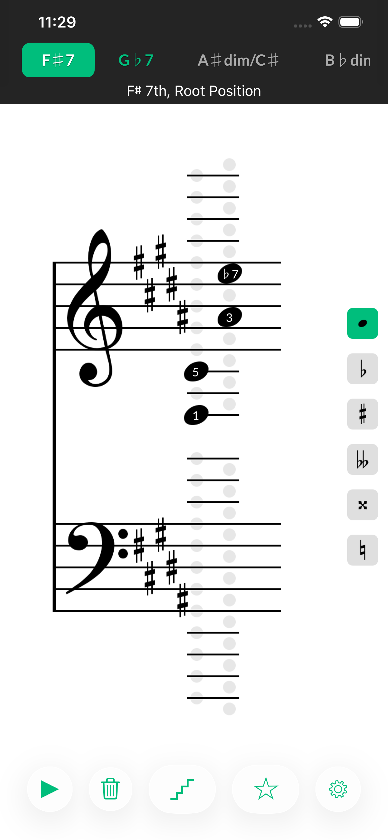 Music score note entry with chord matches.